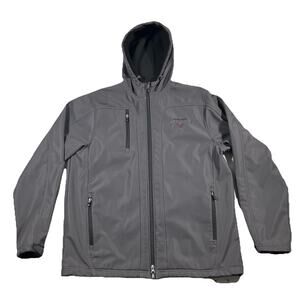 Jack Link’s Soft Shell Hooded Jacket Gray Full Zip Fleece Lined Men’s Large